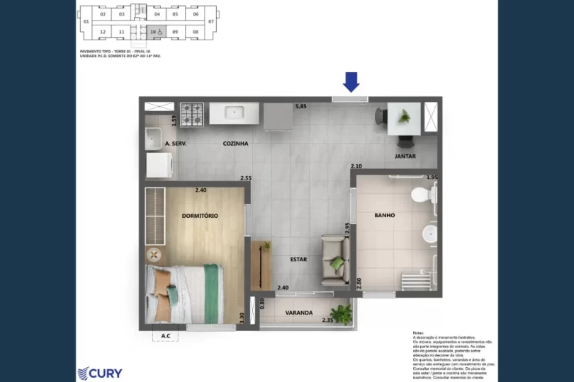 Nova Norte Ginga Planta 1 quarto