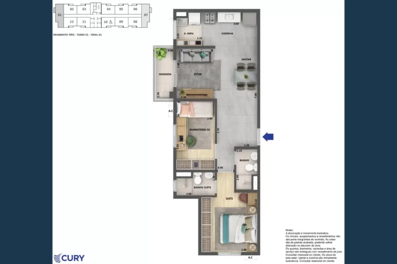 Nova Norte Ginga Planta 2 quartos